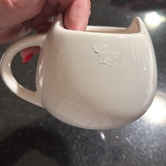 2 White Cat Coffee Mug Cup Pointy Ears Whiskers Ceramic Kitty Kitten Inside - Picture 6 of 9